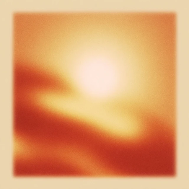 abstract warm editorial visual for an SPF cream, inspired by dreamy blurred gradient artworks, a soft visible sun glowing through haze, minimal surreal composition, creamy apricot, peach, amber, butter yellow and muted sky-blue tones, very blurry edges, diffused airbrushed texture, soft analog grain, gentle light bloom, velvety surface, early spring sunlight in March, warm but not summery, calm premium skincare mood, simple abstract shapes, elegant and minimal, no people, no beach, no packaging, no text