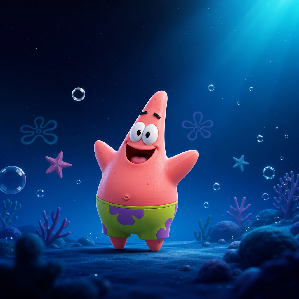 我的车是26款新瑞昆仑，给我生成一个大屏得壁纸  主要是用派大星得壁纸